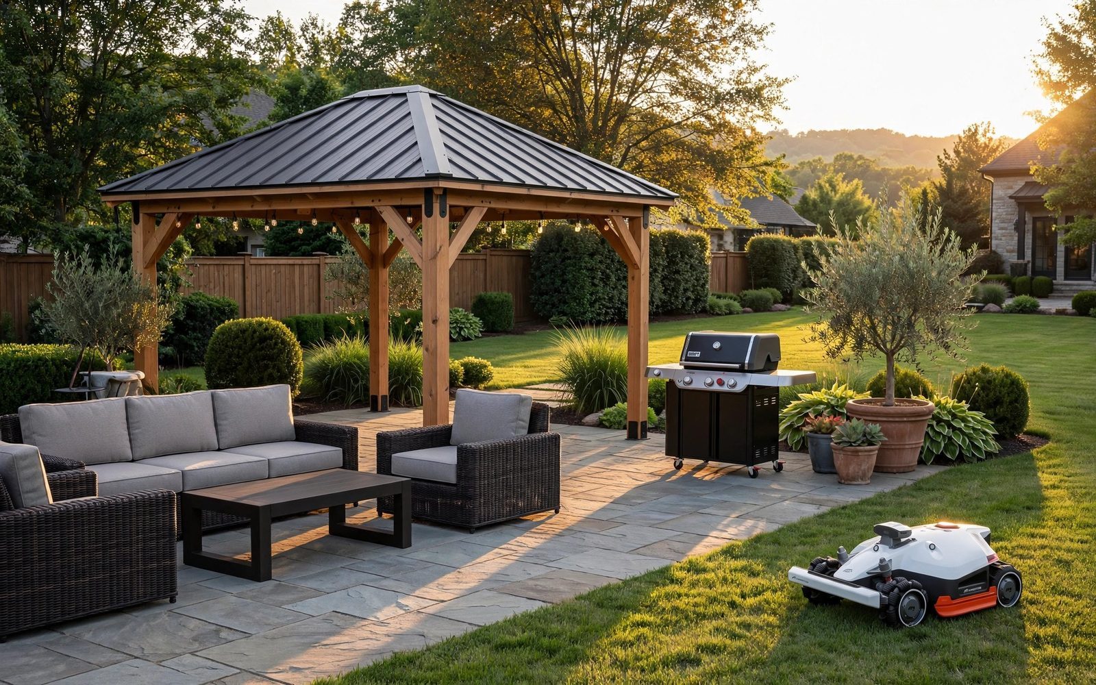 Los productos mejor valorados del departamento de Vida al aire libre: Norwood 16×12 Gazebo, Yardbird Langdon Set, Weber Genesis E-335, Mammotion LUBA 2