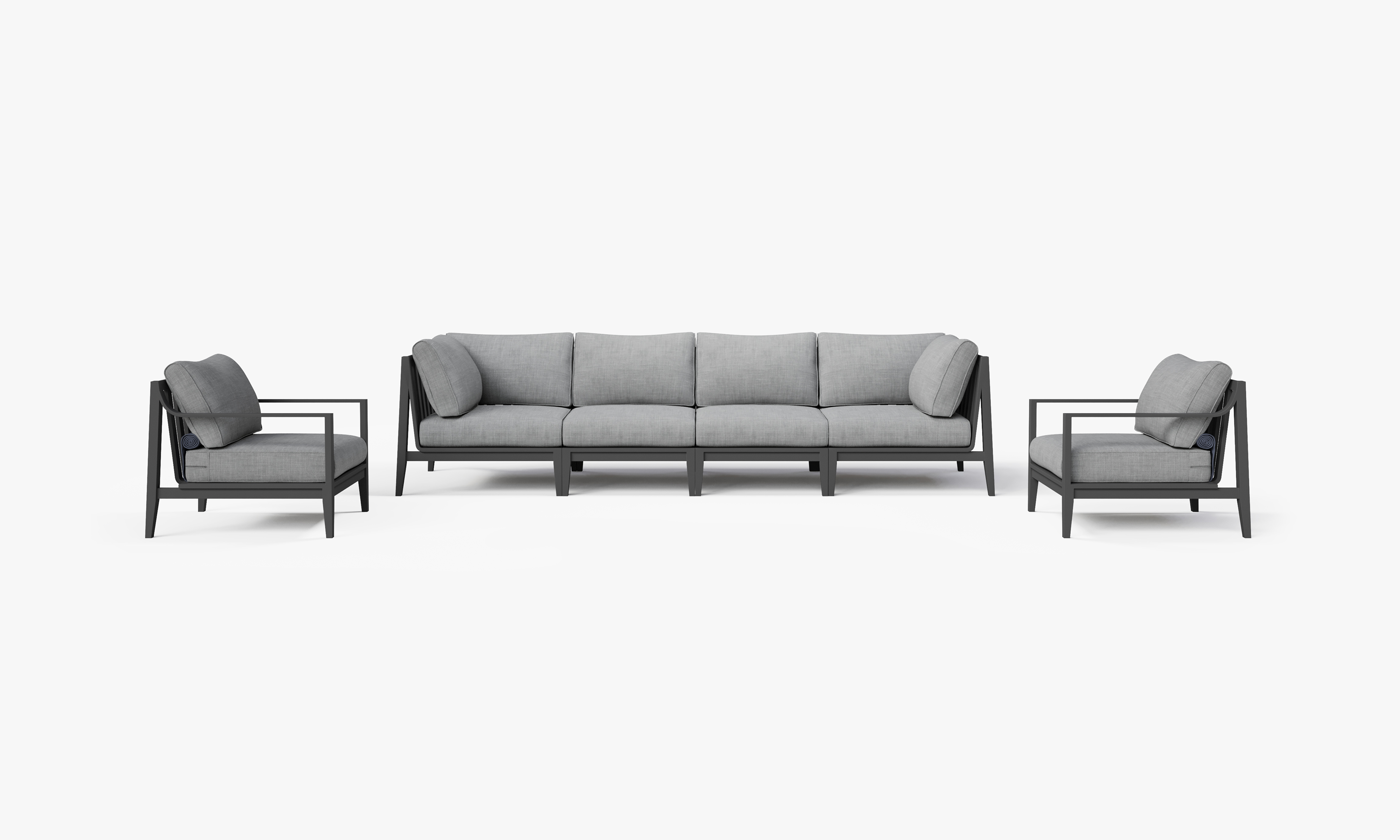 Aluminum Outdoor Sofa with Armchairs – 6 Seat