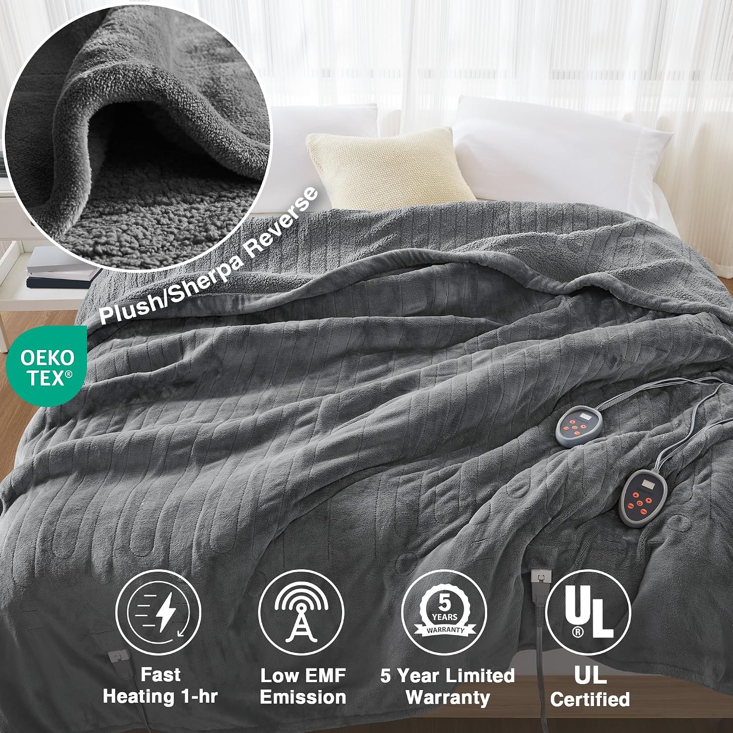 Beautyrest Heated Microlight to Berber Electric Blanket foto del producto