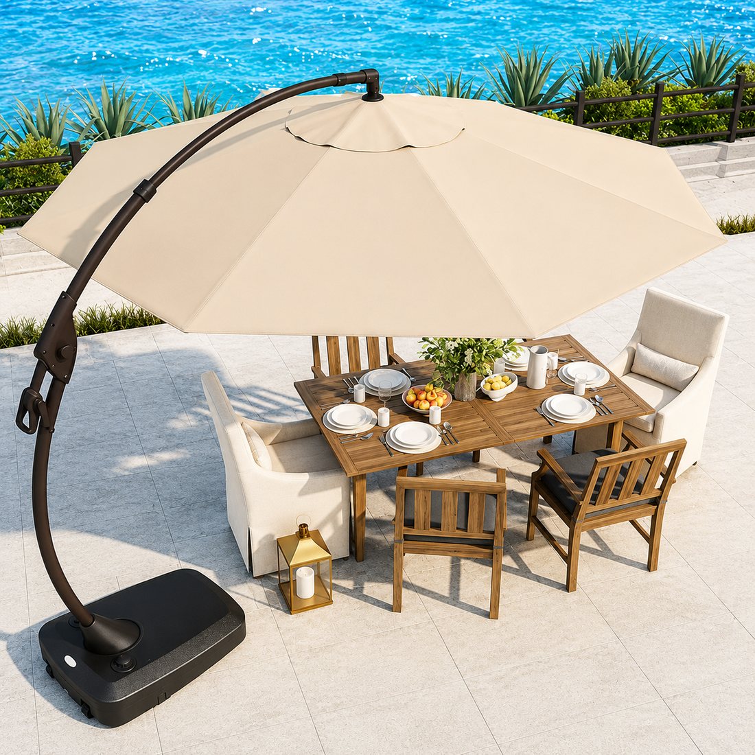 Grand Patio Deluxe Napoli 11' Cantilever Umbrella with Base product photo