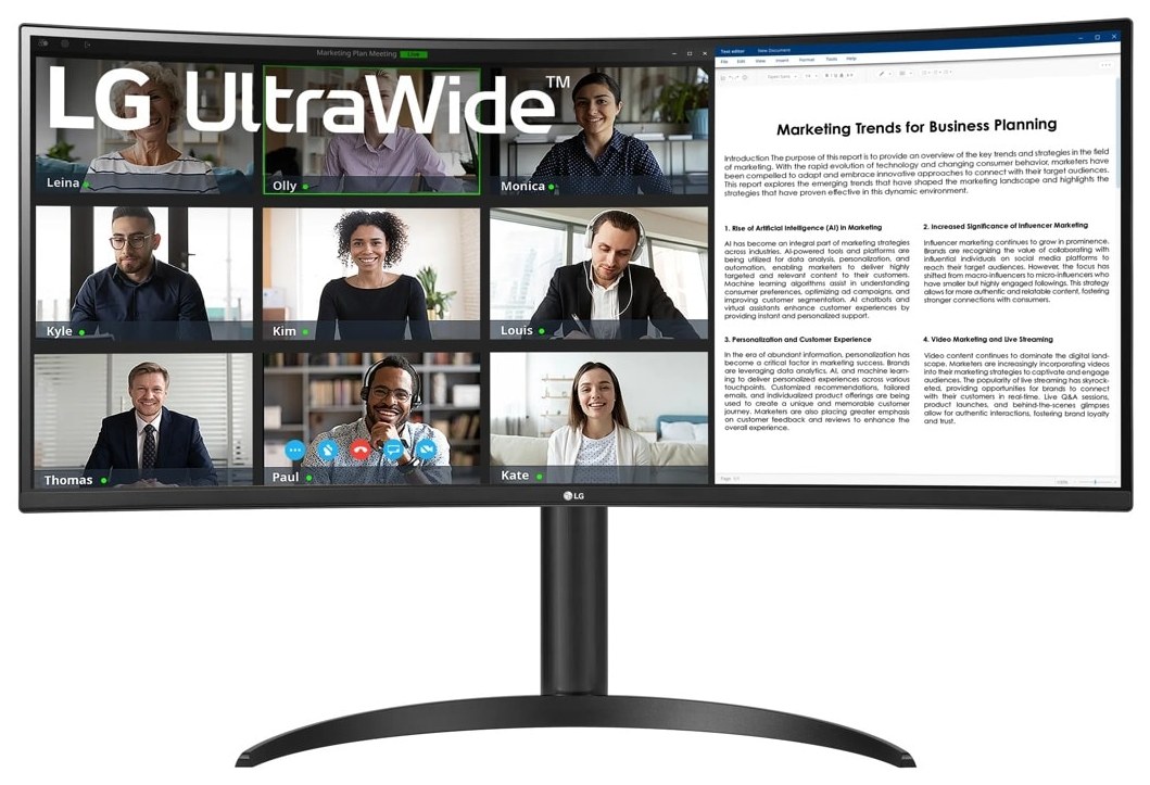 LG UltraWide 34WR55QK-B 34-inch WQHD Curved Monitor product photo