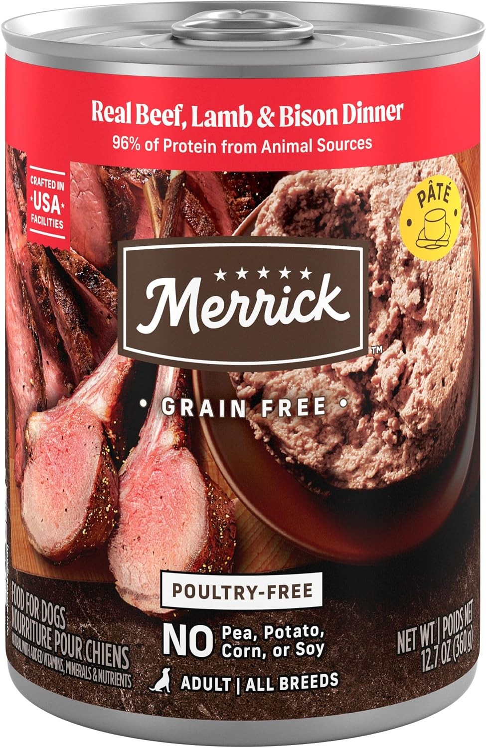 Merrick Grain Free Real Beef, Lamb + Bison Dinner product photo