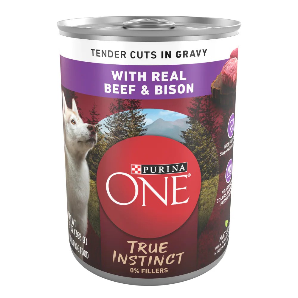 Purina ONE True Instinct Tender Cuts in Gravy with Real Beef & Bison product photo