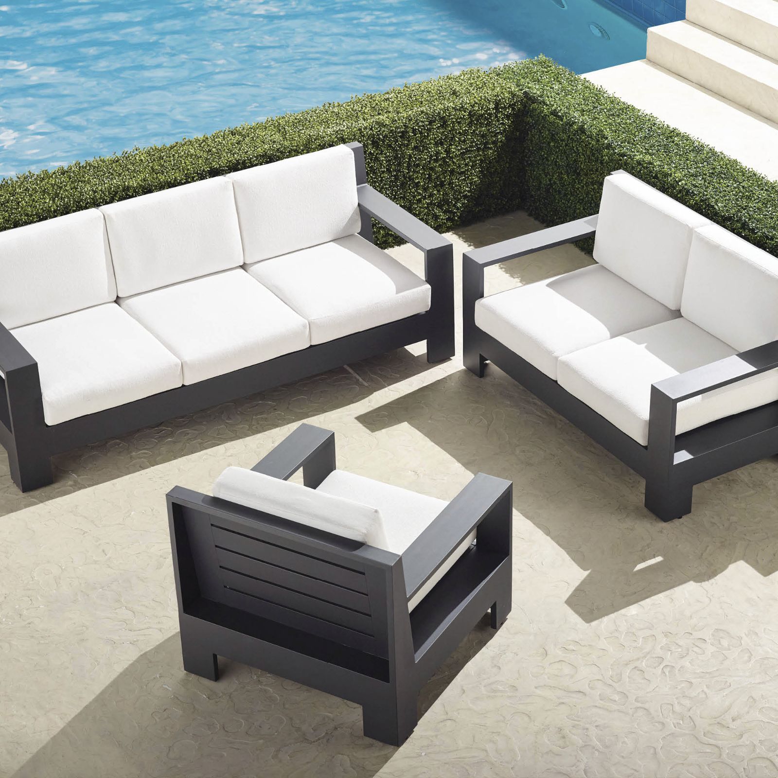 St. Kitts 3-pc Sofa Set in Matte Black Aluminum product photo