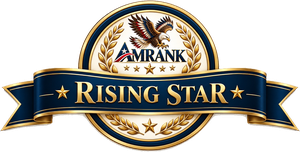 Rising Star — navy ribbon badge